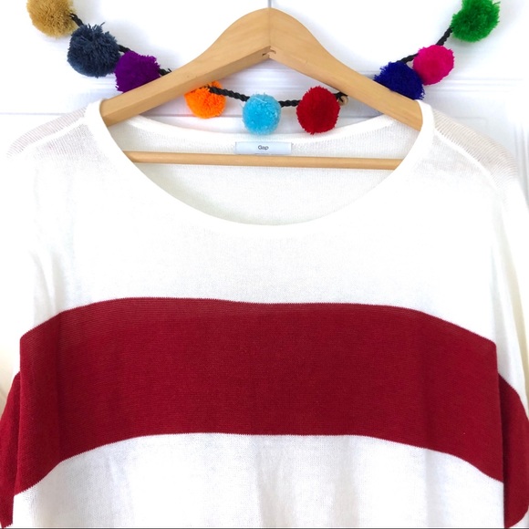 Gap Merlot Red & Cream White Striped Sweater - Picture 2 of 7
